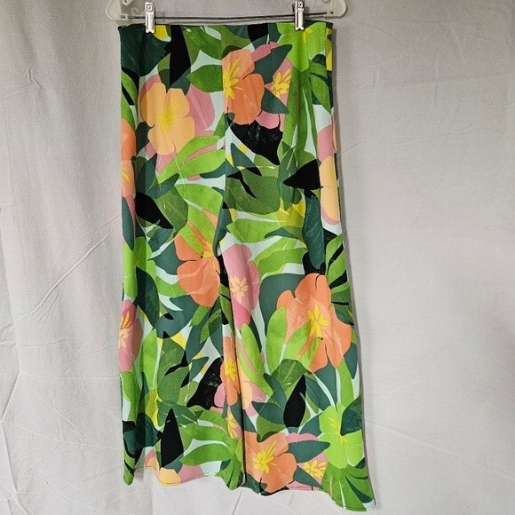 Elaine Rose Tropical Floral Print Cropped Pull On Elastic Waist Palazzo Pants - Picture 4 of 10